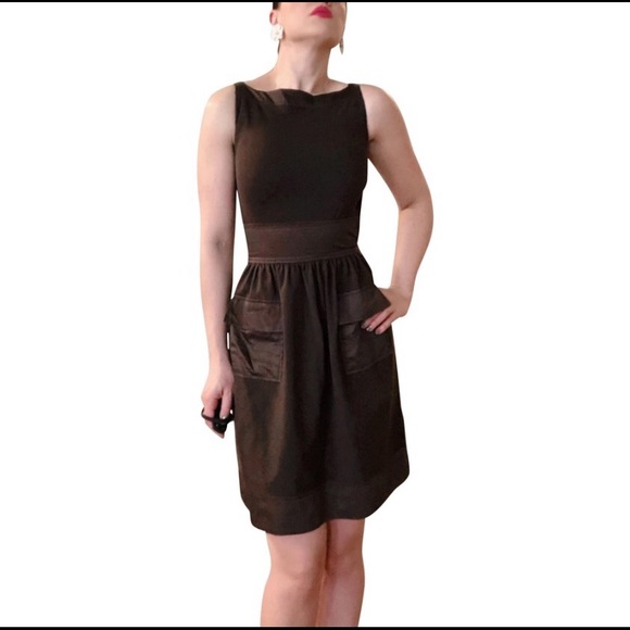 DVF Brown Zanne Ruched W/ Pockets Sheath Dress 4 - Picture 2 of 9